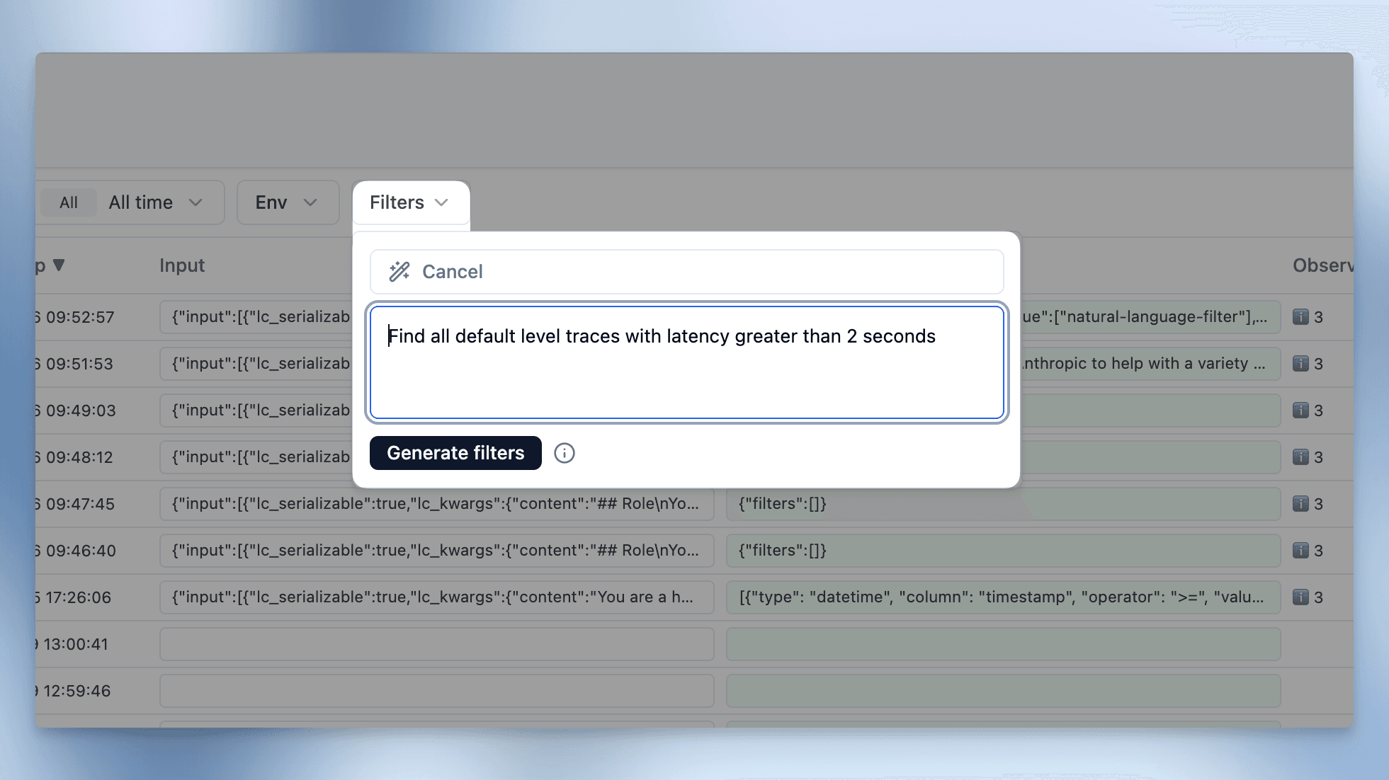 Natural Language Filters